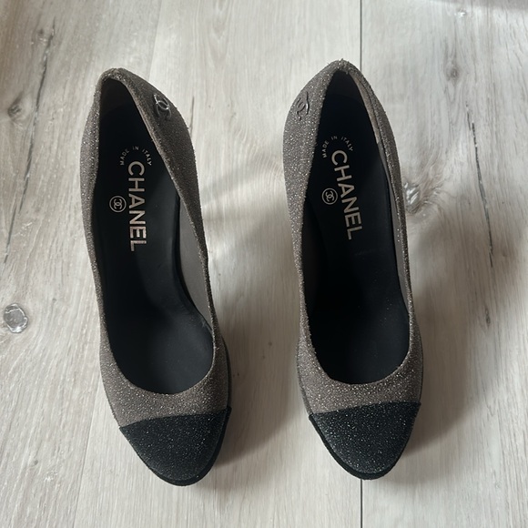Chanel Escarpins glitter heels Pumps Brown size 7.5 NWT in box - Picture 9 of 10